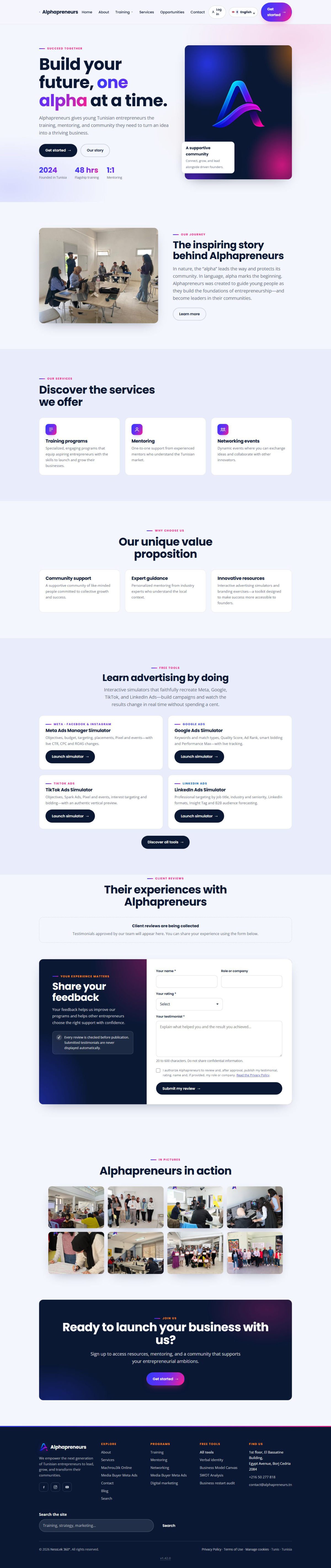 Alphapreneurs — Website Design (Desktop)