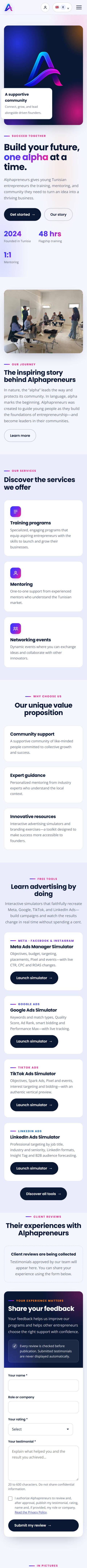 Alphapreneurs — Website Design (Mobile)