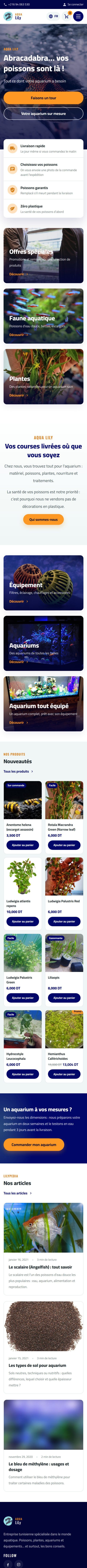 Aqua LiLy — Website Design (Mobile)