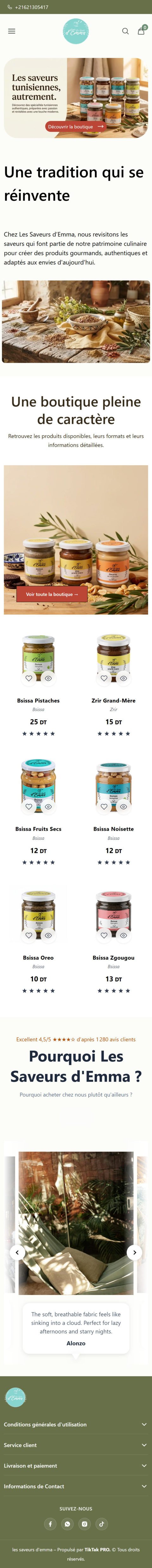 Les Saveurs d’Emma — Website Design (Mobile)