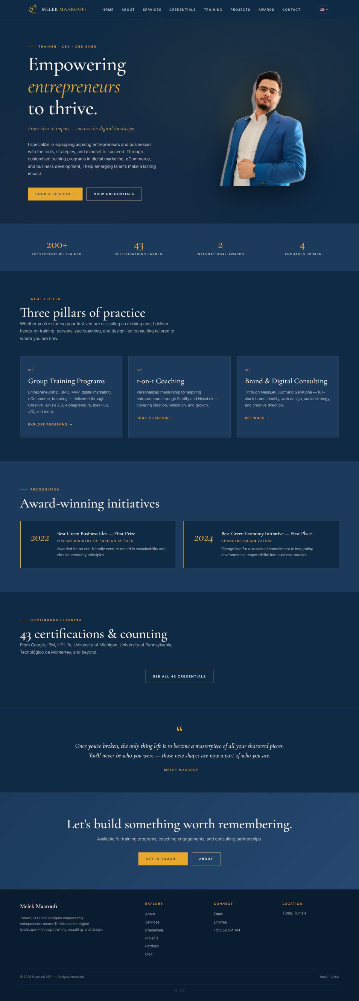 Melek Maaroufi — Website Design (Desktop)